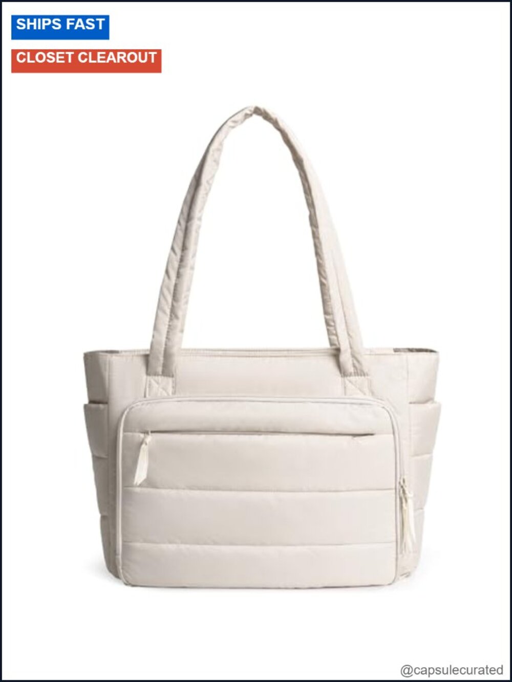 Lightweight Puffer Tote Bag with Laptop Sleeve and File Organizer